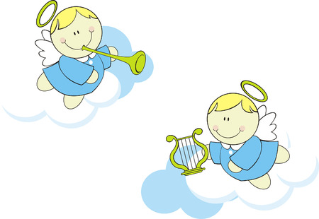isolated cute little cherubsのイラスト素材