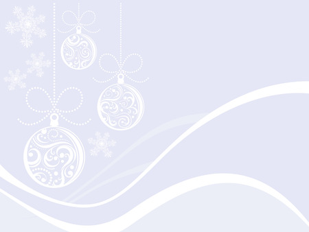 snowflakes and christmas balls with scrolls ornamentsのイラスト素材