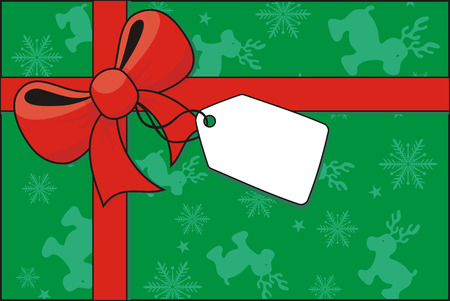 cross ribbon and bow with hang tag on christmas related backgroundのイラスト素材