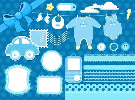 design elements for baby scrapbook, vector format very easy to edit, individual objectsのイラスト素材