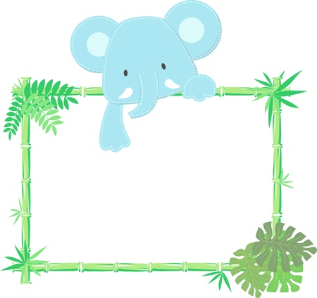vector illustration of baby elephant with blank signのイラスト素材