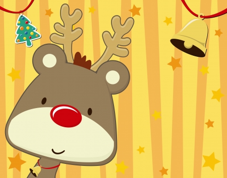 vector image of baby rudolph on christmas background with copy space foryour messageのイラスト素材