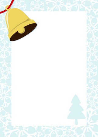 christmas frame with golden bell and white background for your message, usable for dear santa template letterのイラスト素材