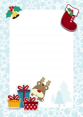frame with childlike christmas ornaments on white background for your message, usable for dear santa template letterのイラスト素材