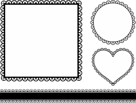 set of frames with hearts isolated on white backgroundのイラスト素材