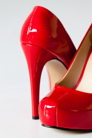 Sexy shiny red female high heels shoesの写真素材