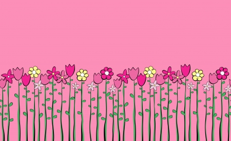 illustration of tall spring flowers, in format very easy to edit, place this design side-by-side to create an endless patternのイラスト素材