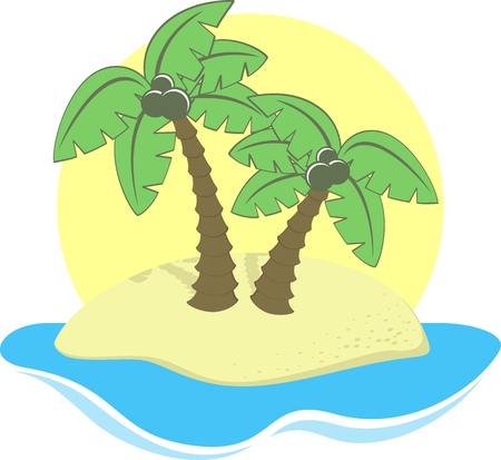 cartoon illustration of tropical island isolated on white, in vector format very easy to editのイラスト素材