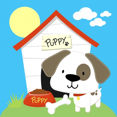 cute puppy and dog house, individual objects  in format very easy to edit のイラスト素材