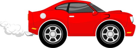 funny car cartoon isolated on white backgroundのイラスト素材