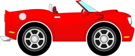 funny red convertible car isolated on white backgroundのイラスト素材