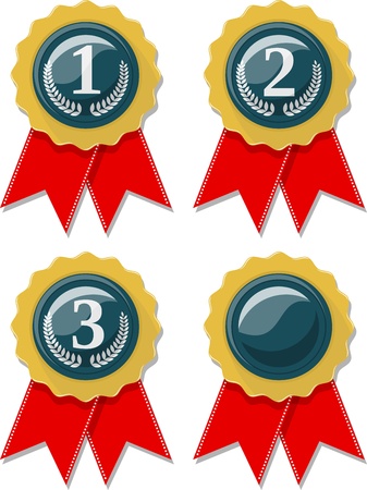 award ribbons collection isolated on white background, in vector format very easy to edit, individual objects, solid colors, no gradientsのイラスト素材