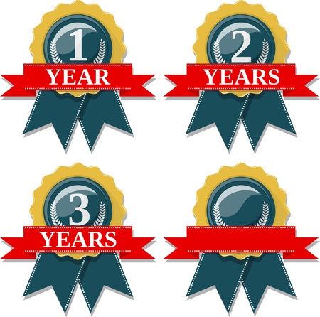 seal and ribbon collection commemorating 1 2 3 years,  in vector format very easy to edit, individual objects, solid colors, no gradientsのイラスト素材