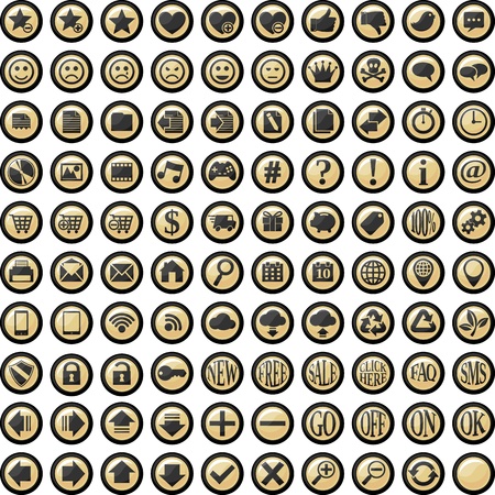 vector glossy icons set for web design isolated on white, in vector format very easy to edit, individual objects, only solid colors, no gradientsのイラスト素材