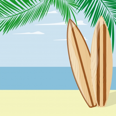 surfboards on beach background with copy spaceのイラスト素材