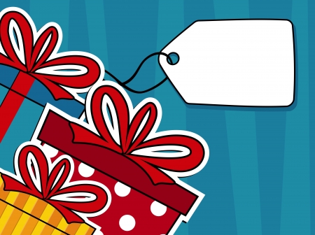 gift boxes with hang tag label background, ideal for greeting card in vector format very easy to edit, individual objectsのイラスト素材