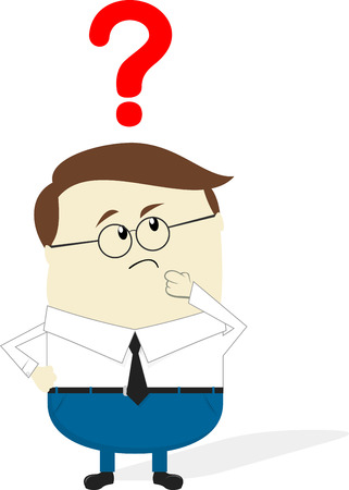 businessman doubt cartoon isolated on white background, flat designのイラスト素材