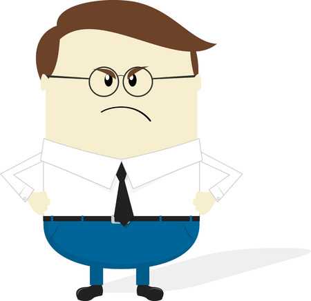 angry businessman cartoon isolated on white background, flat designのイラスト素材