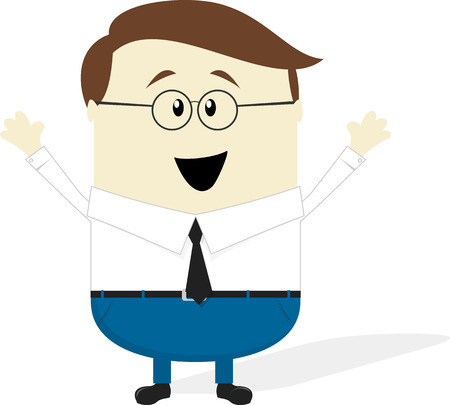 happy businessman cartoon isolated on white background, flat designのイラスト素材