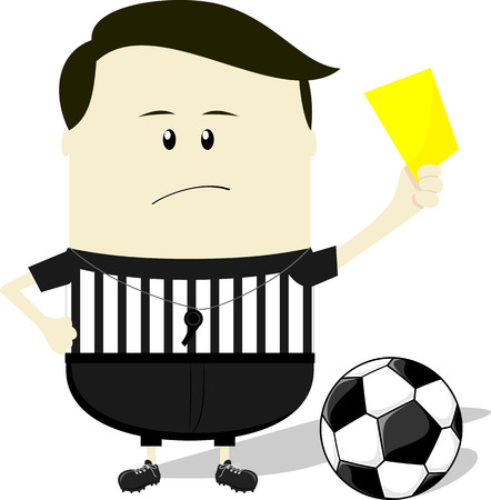 cartoon illustration of soccer referee showing yellow cardのイラスト素材
