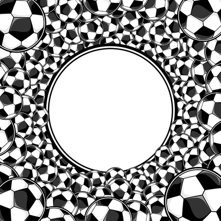 soccer balls circle framed background with copy spaceのイラスト素材