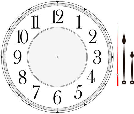 clock face template with hour, minute and second hands to make your own time isolated on white backgroundの素材 [FY31031726963]