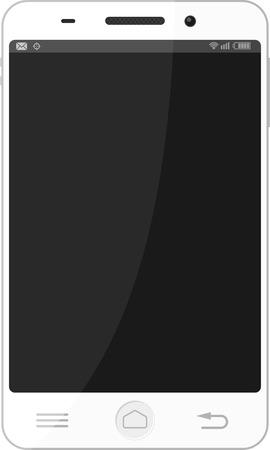 white smart phone with empty black screen for copy space isolatedのイラスト素材