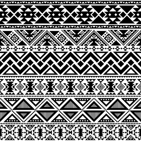 abstract geometric seamless pattern, ethnic style in black and whiteのイラスト素材