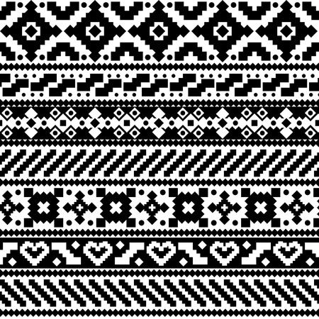 abstract ethnic aztec style seamless pattern in black and whiteのイラスト素材