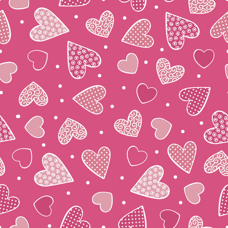 Seamless pattern with sweet hearts and dots. Vector repeating textureCan be used for wallpaper, pattern fills, web page background or textil print projectsのイラスト素材