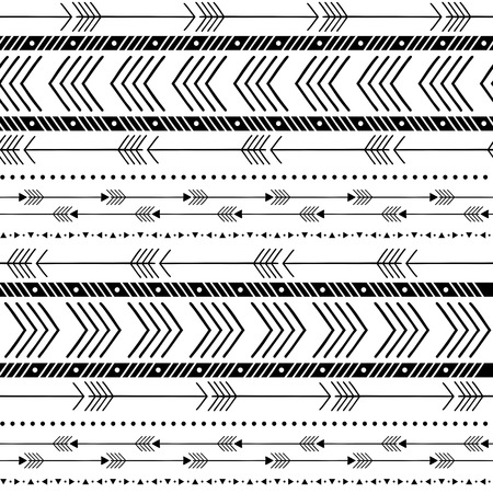Monochrome tribal arrow seamless background.のイラスト素材