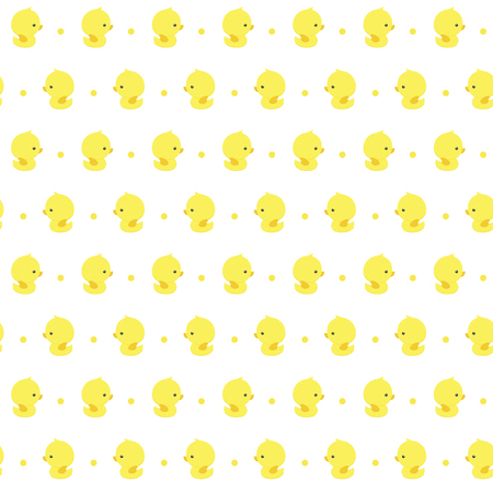 Seamless pattern with cute baby rubber ducks on white background, design for baby and child, can be used for invitations, nursery art decor, newborn baby decoration and baby showerのイラスト素材