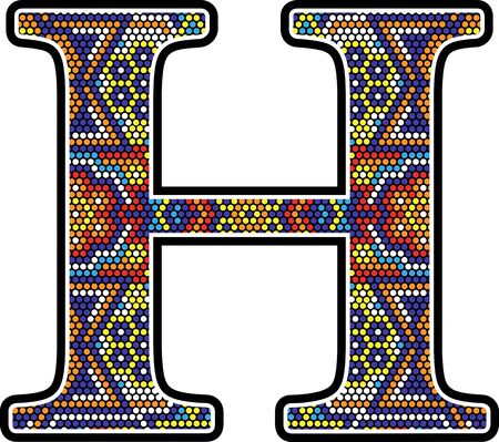 initial h with colorful dots abstract design with mexican huichol art styleのイラスト素材