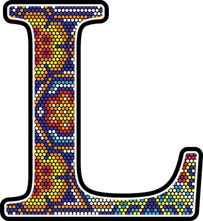 initial l with colorful dots abstract design with mexican huichol art styleのイラスト素材