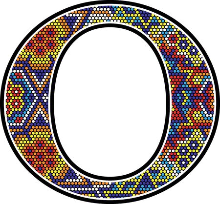 initial or with colorful dots abstract design with mexican huichol art styleのイラスト素材