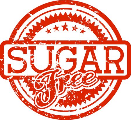 sugar free grunge rubber stamp in red color isolated on white backgroundのイラスト素材
