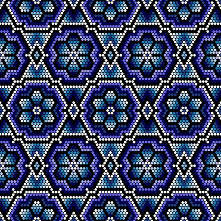 vector illustration of seamless pattern inspired in mexican huichol art style. Can be tiledのイラスト素材