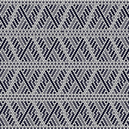 vector illustration of seamless pattern inspired in mexican huichol art style. Can be tiledのイラスト素材