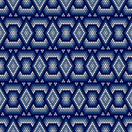 vector illustration of seamless pattern inspired in mexican huichol art style. Can be tiledのイラスト素材