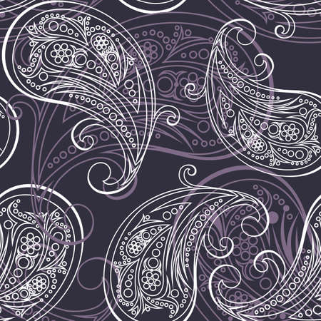 paisley seamless pattern illustration on black background. can be tiledのイラスト素材