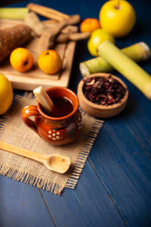 Fruit punch. Christmas fruit punch is an infusion that is consumed in Mexico, traditionally during posadas and Christmas. Served in a clay cup called cantaritoの写真素材