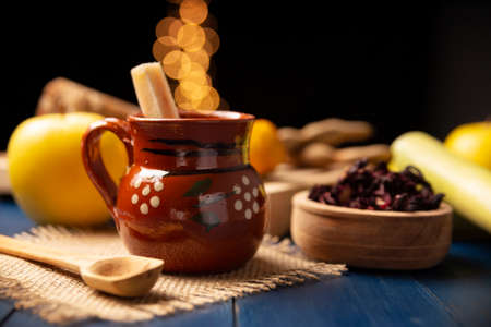 Fruit punch. Christmas fruit punch is an infusion that is consumed in Mexico, traditionally during posadas and Christmas. Served in a clay cup called cantaritoの写真素材