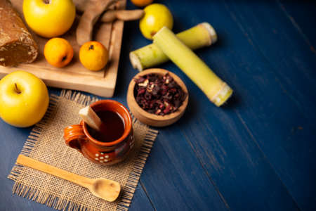 Fruit punch. Christmas fruit punch is an infusion that is consumed in Mexico, traditionally during posadas and Christmas. Served in a clay cup called cantaritoの写真素材