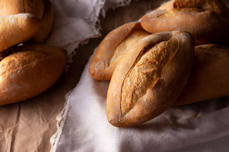 Roll. Traditional Mexican bakery. White bread commonly used to accompany food and to prepare Mexican sandwiches called Tortas.の写真素材