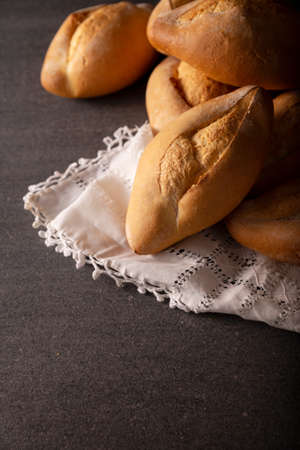 Bobbins. Traditional Mexican bakery. White bread commonly used to accompany food and to prepare Mexican sandwiches called Tortas.の写真素材