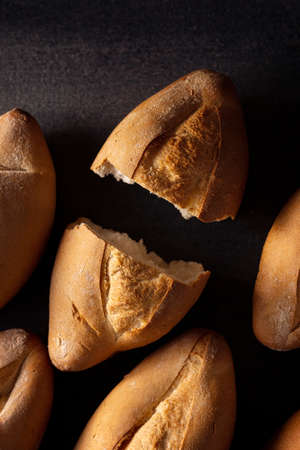 Roll. Traditional Mexican bakery. White bread commonly used to accompany food and to prepare Mexican sandwiches called Tortas.の写真素材