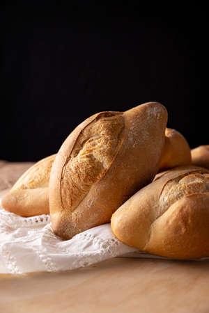 Roll. Traditional Mexican bakery. White bread commonly used to accompany food and to prepare Mexican sandwiches called Tortas.の写真素材
