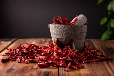 Tree chili. This potent Mexican chili can be used fresh, powdered or dried for salsa preparation and a variety of Mexican dishes.の写真素材