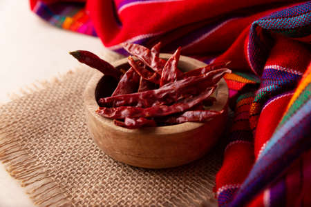 Tree chili. This potent Mexican chili can be used fresh, powdered or dried for salsa preparation and a variety of Mexican dishes.の写真素材