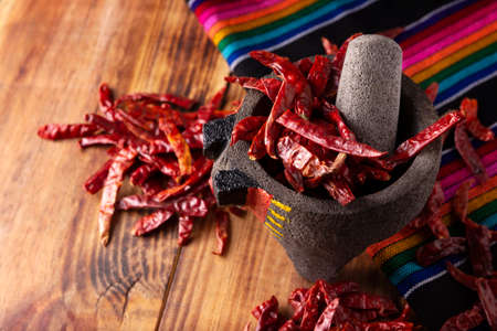 Tree chili. This potent Mexican chili can be used fresh, powdered or dried for salsa preparation and a variety of Mexican dishes.の写真素材